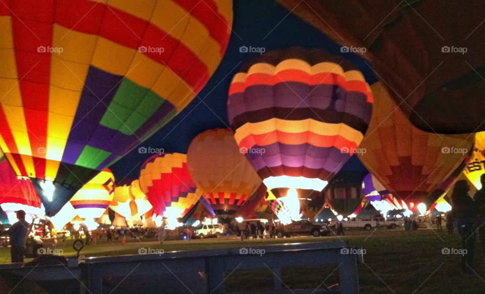 Glow in the dark hot air balloons at the Albuquerque balloon festival in New Mexico 