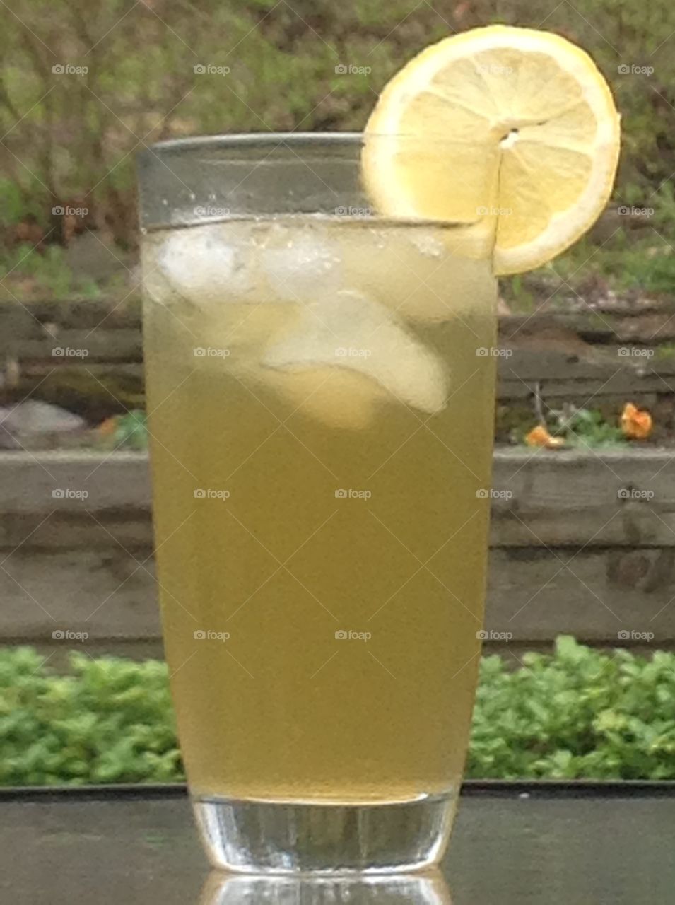 Enjoying a glass of green tea iced tea on a Spring day. 