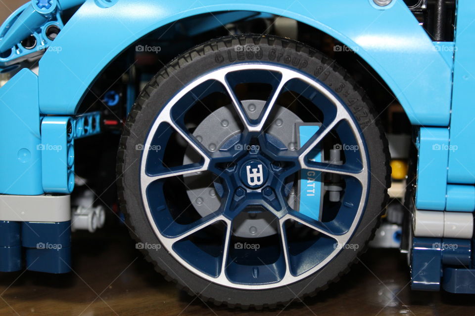 Model car wheel close up 