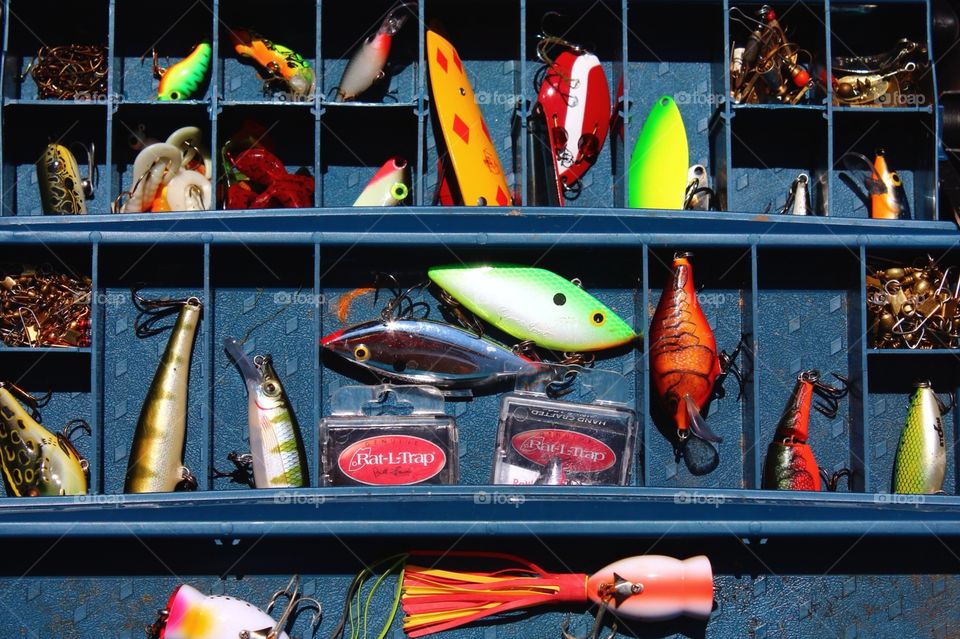 My tackle box . Lures in my tackle box