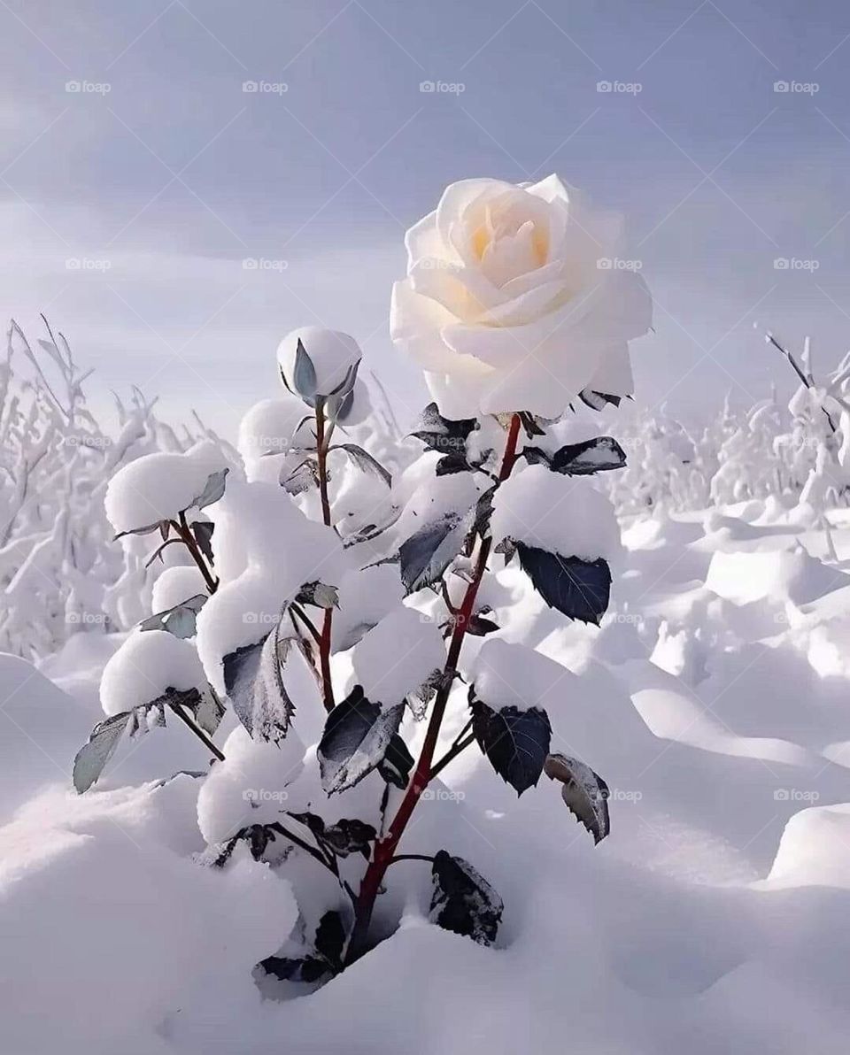 Rose in the snow