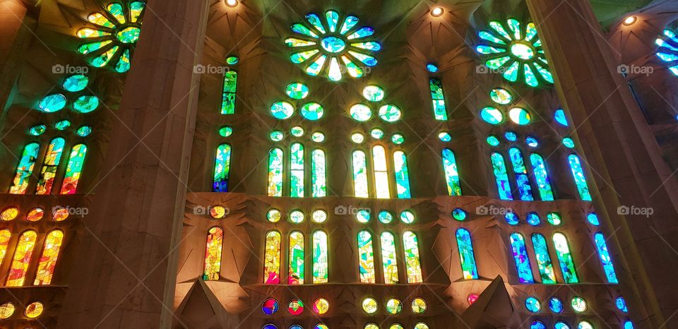la Sagrada Familia Barcelona Spain stained glass