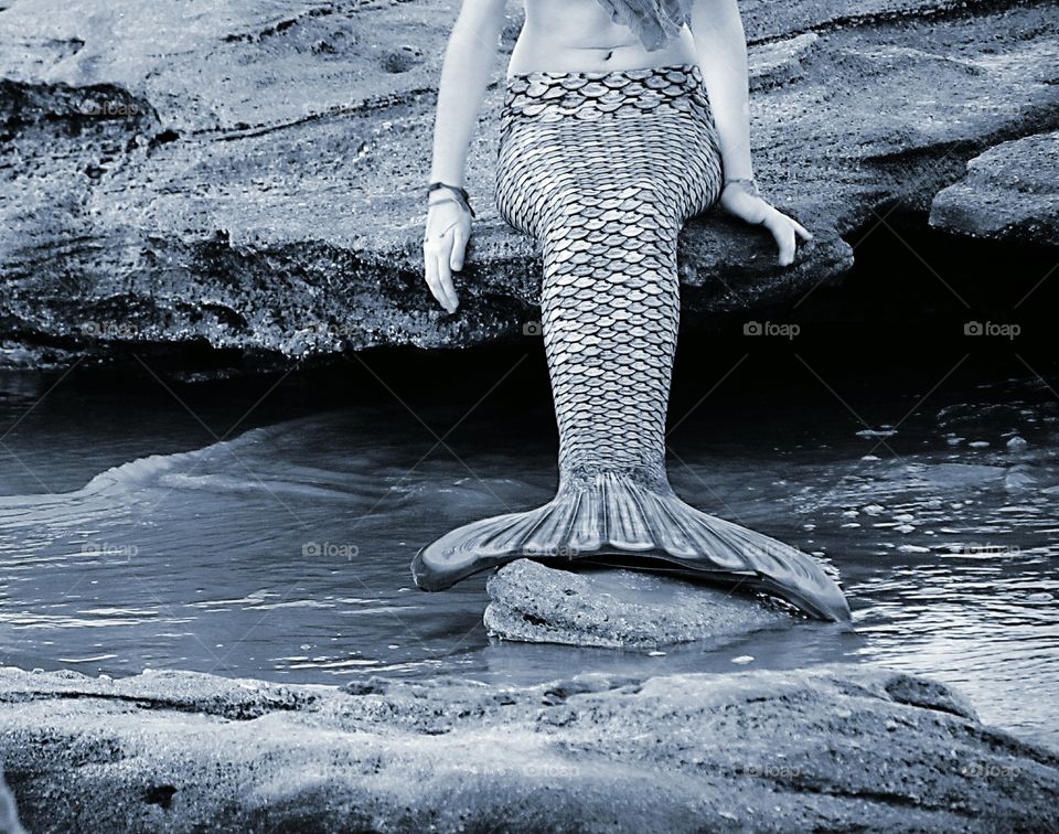 Mermaid in black and white