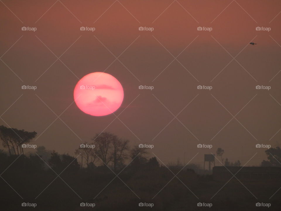 Red sun at sunset