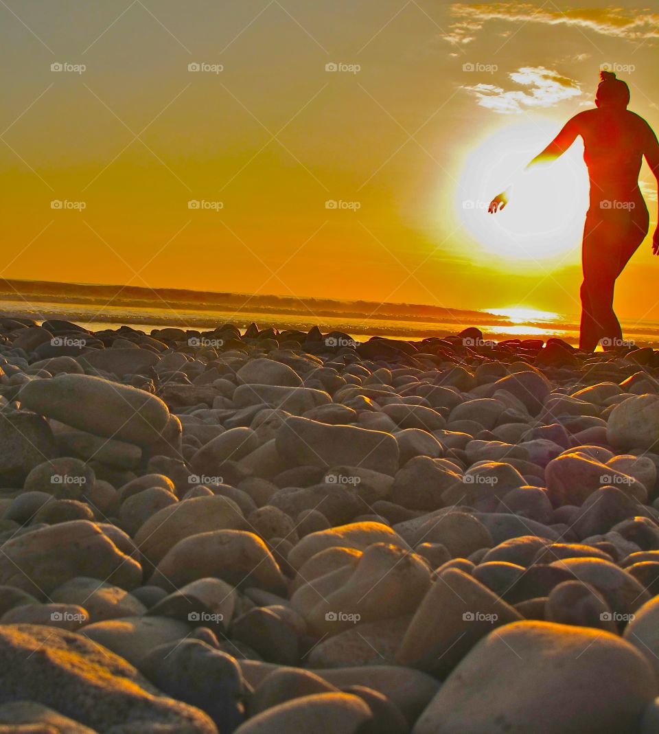 Woman at sunset 