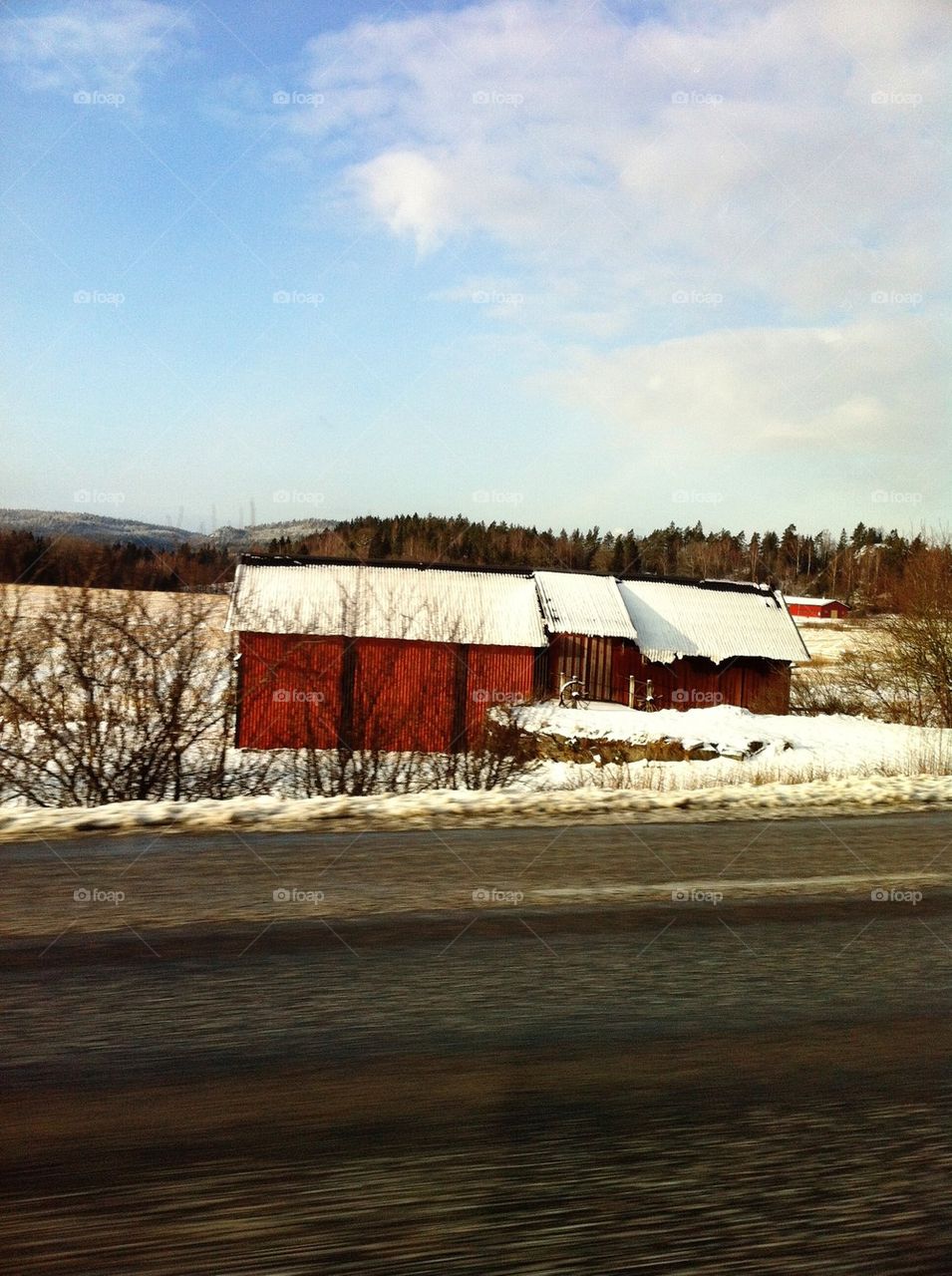 Winter Scene In Sweden. Countryside Winter Scene In Sweden