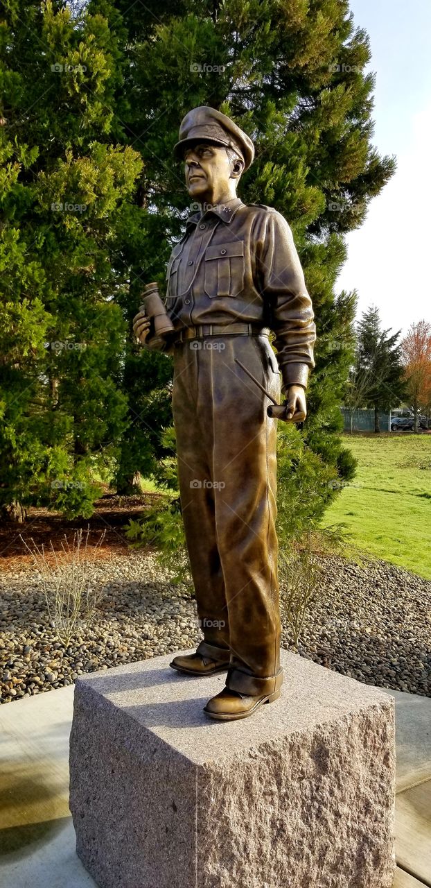 Handsome memorial statue of soldier