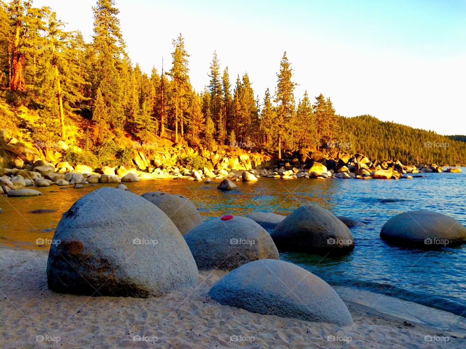 View of rock on beach