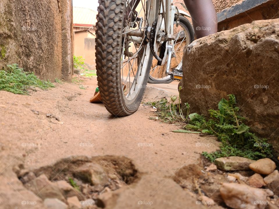 My son and his old bicycle