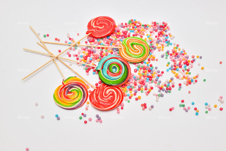 High angle view of candies