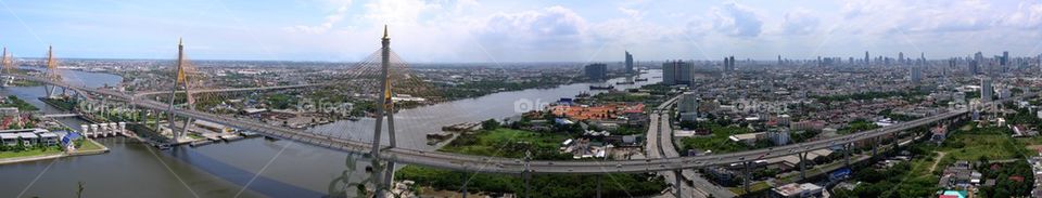 Panorama of The Bhumibol Bridge