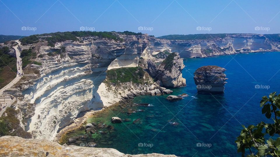 scenic view of rocky coast in Bonifacio Corsica