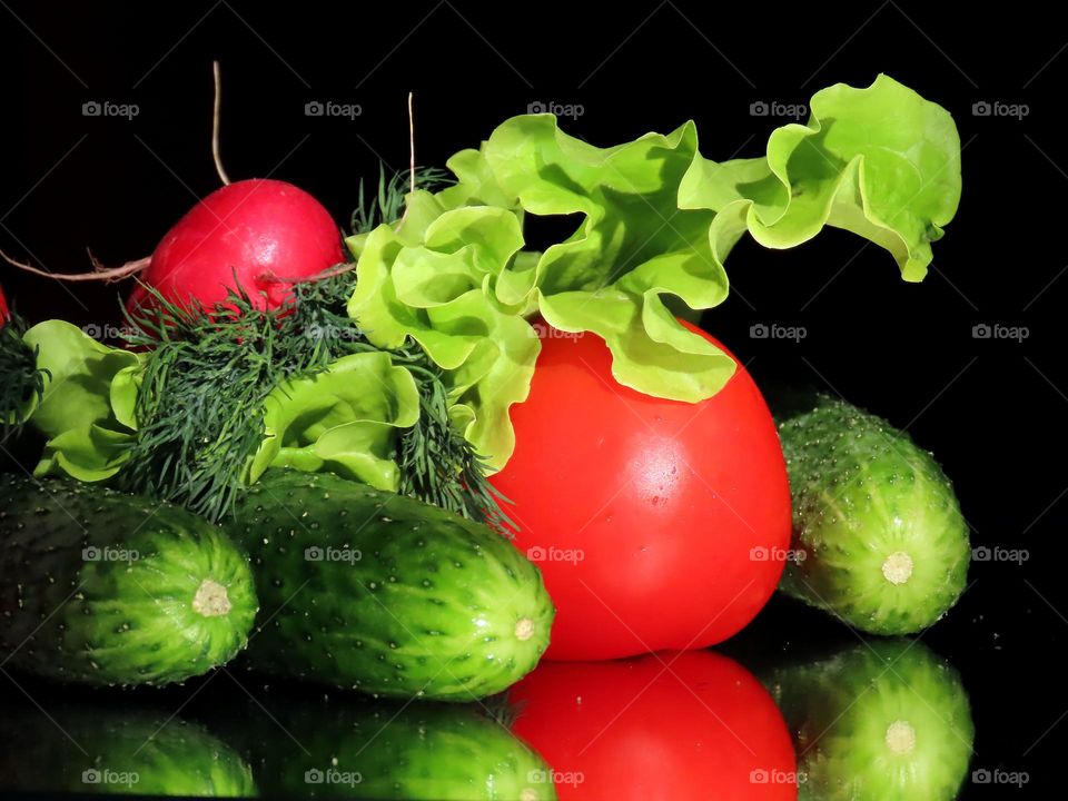 Salad and vegetables