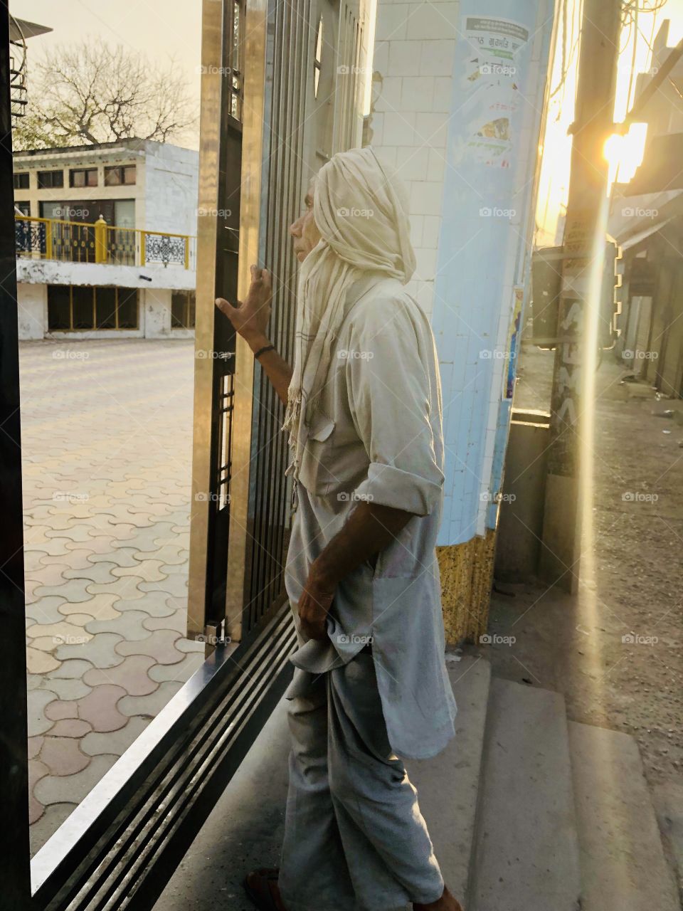 Man walking into Hindu Temple 