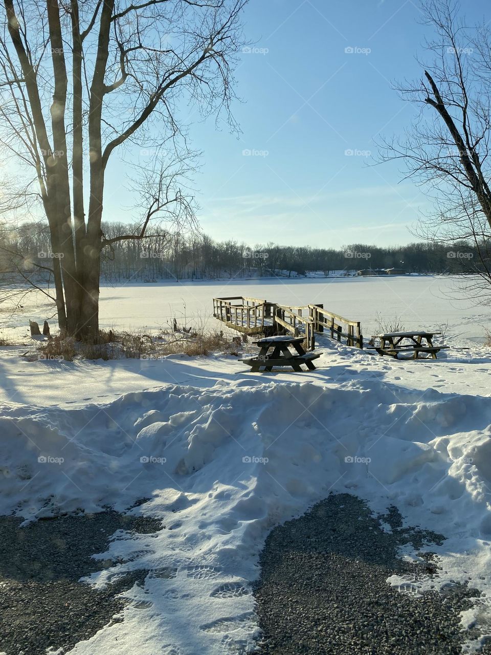 Majestic Winter. Fishing dock. 