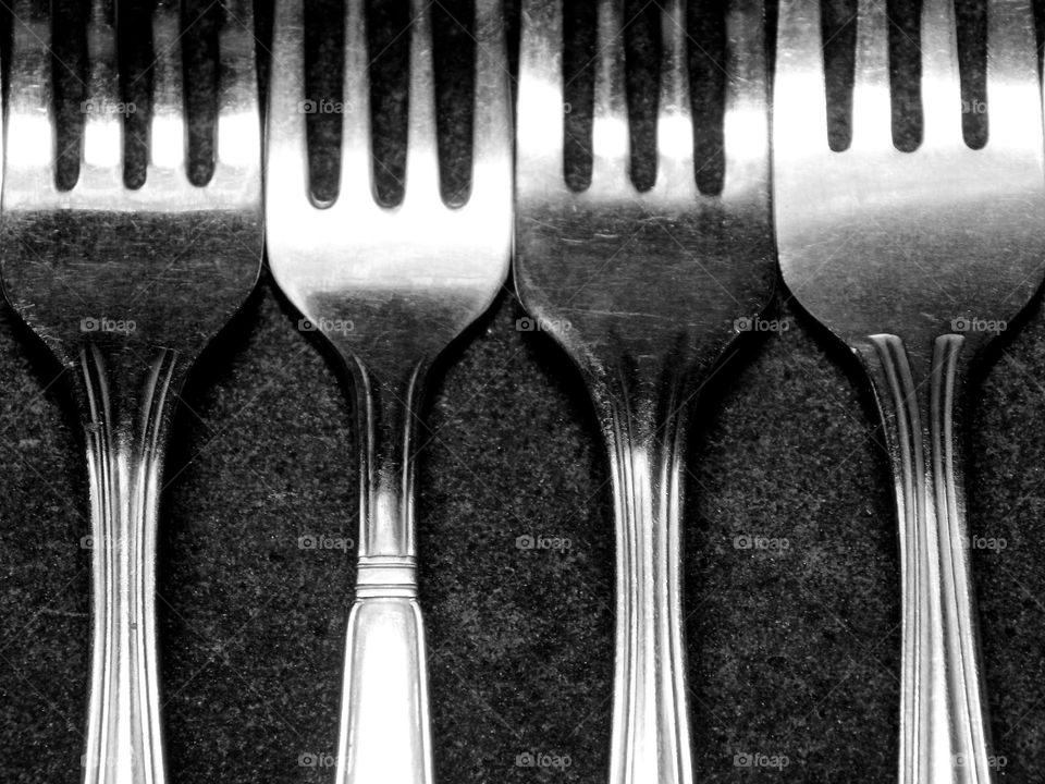 Forks lined up