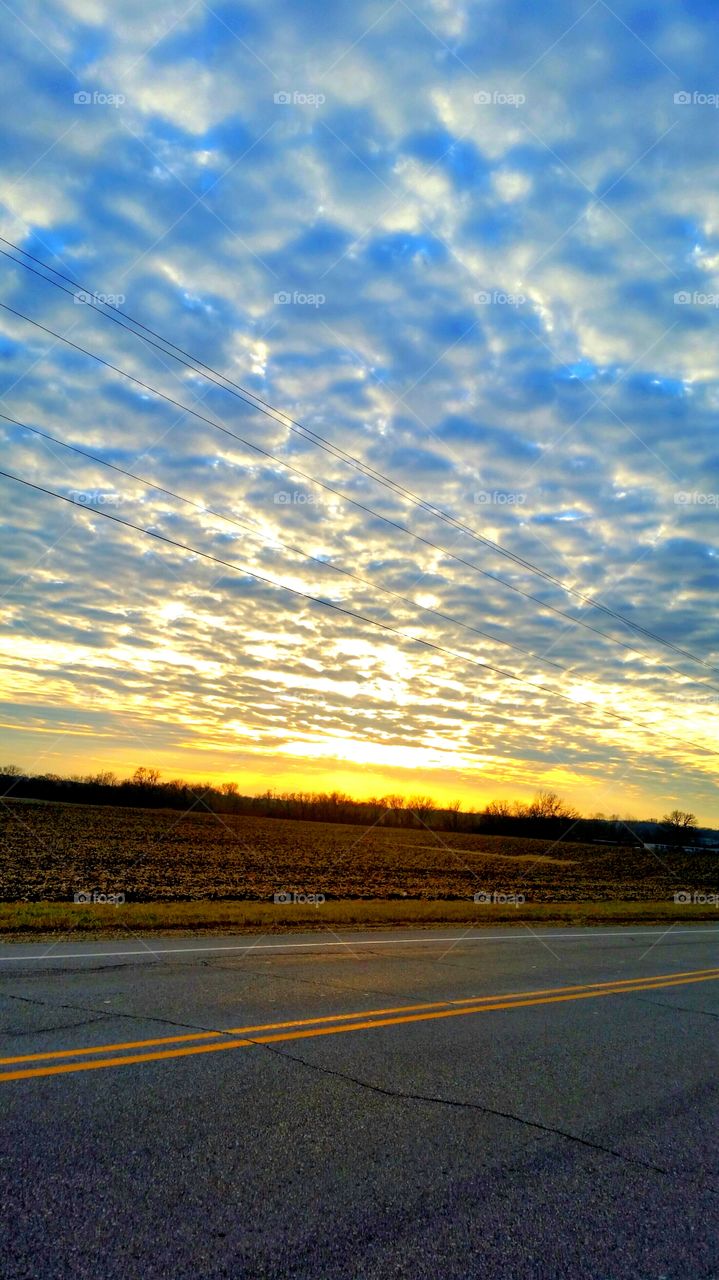 Sunset!. Driving Home Down this Road I Saw Theese Clouds that I Love!