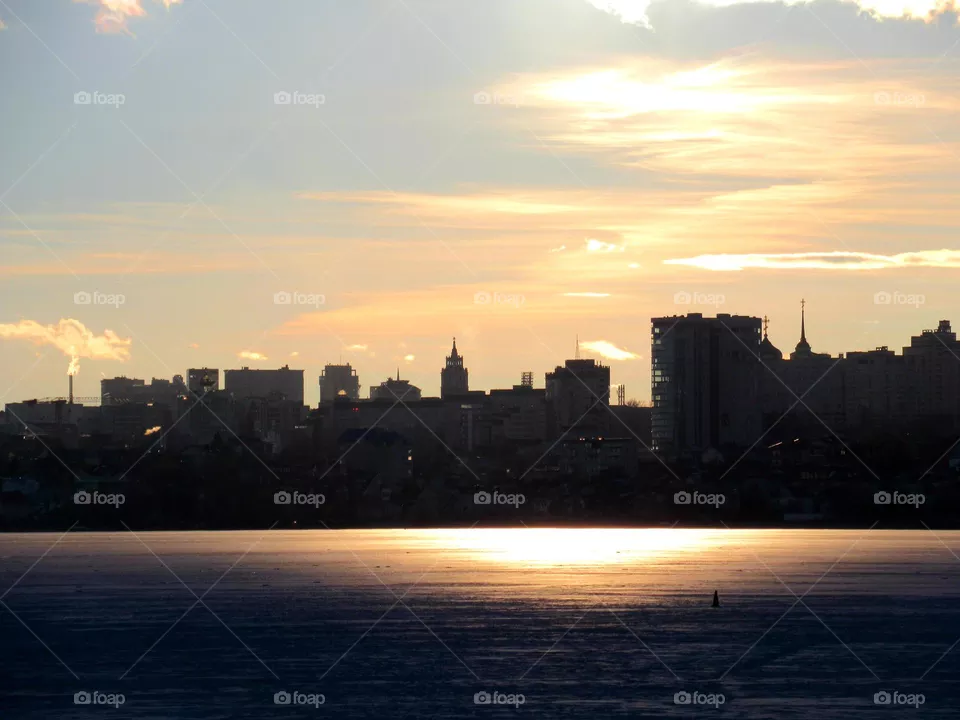 sunset in the city