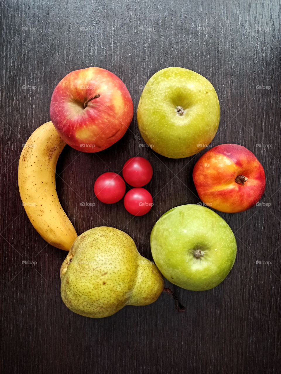 fruits on the wooden dark table