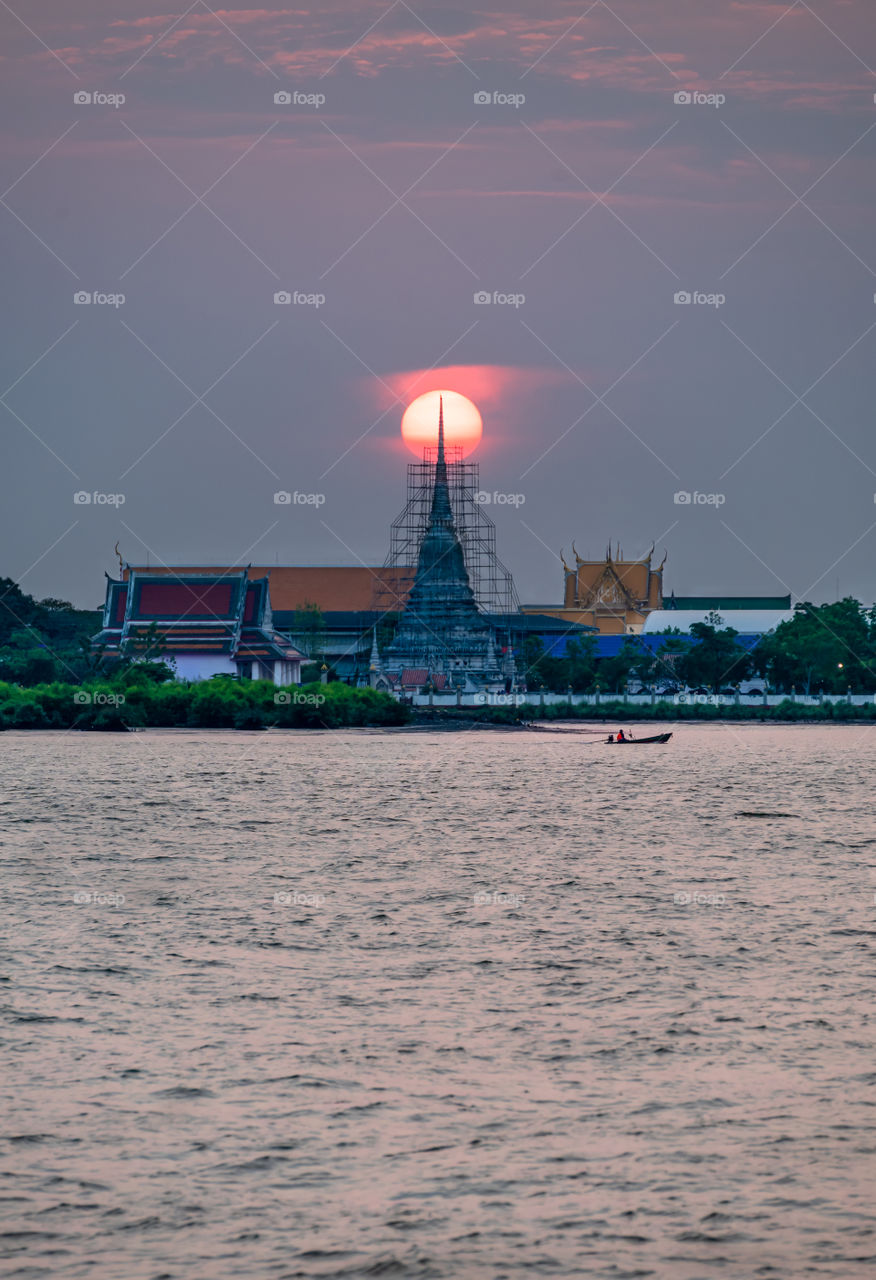 Sunset on pagoda