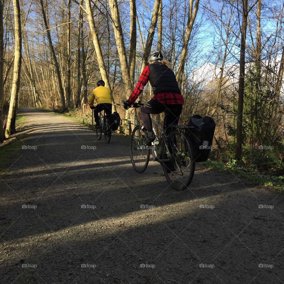 Biking with friends on a beautiful crisp winter day