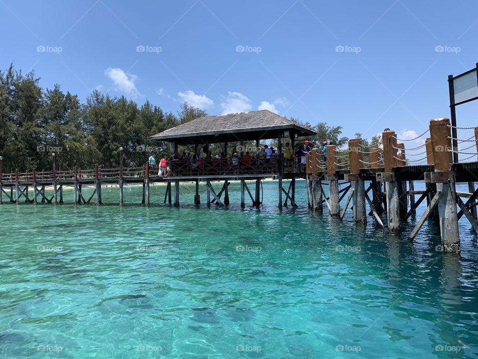 Jetty Manukan Island the most of popular destination for vacation around Kota Kinabalu City,Sabah,Malaysia
