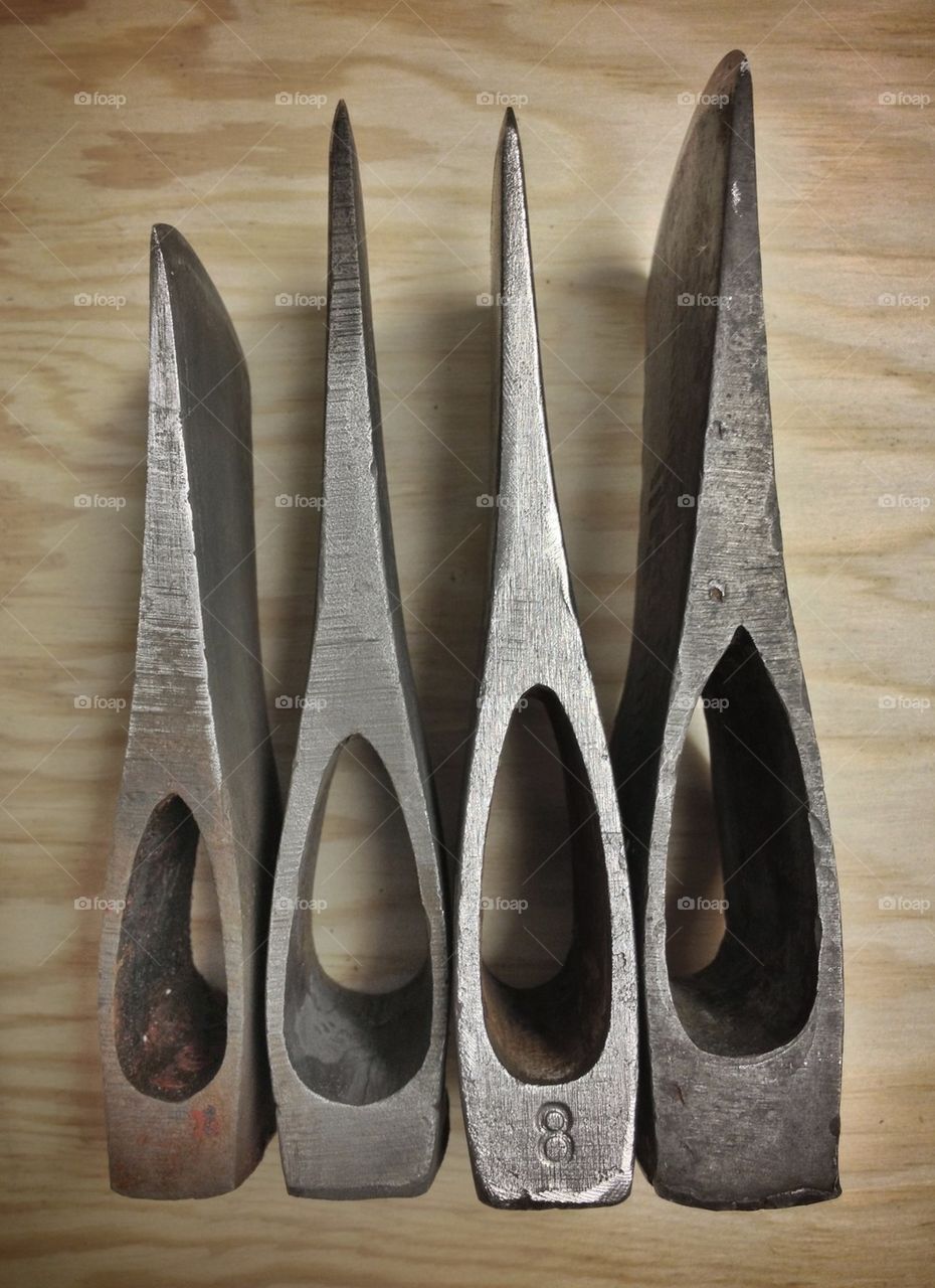 Four axe heads from above