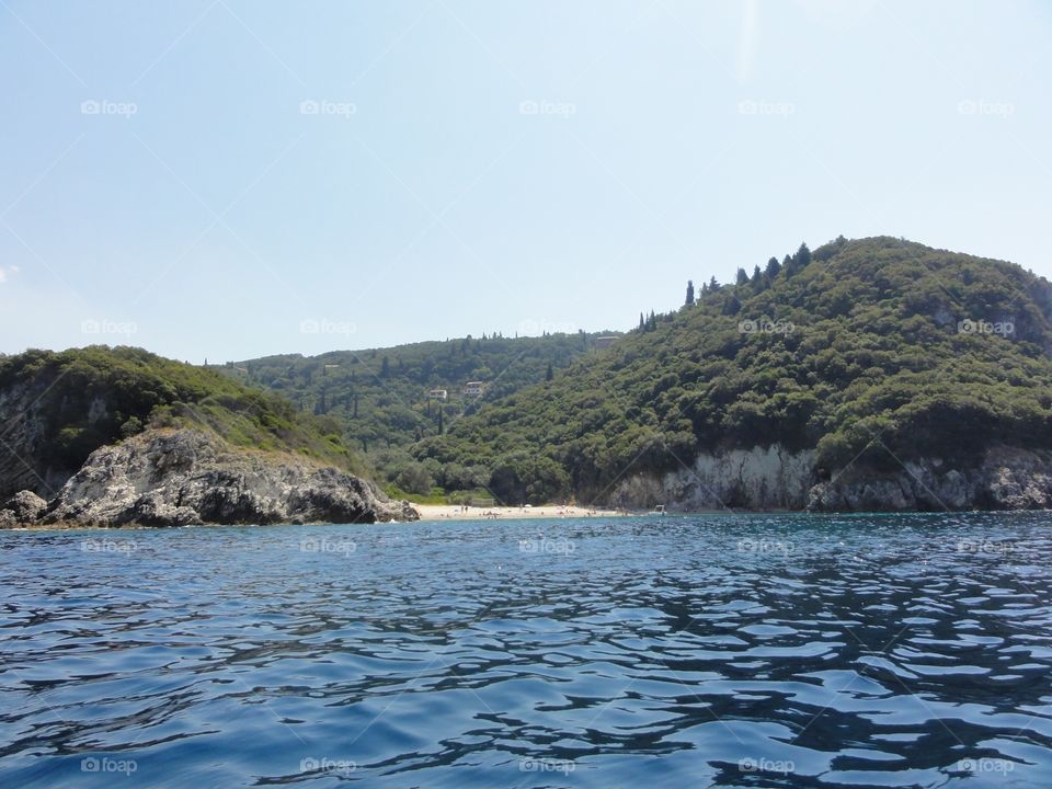 Landscape view of mountains and sea