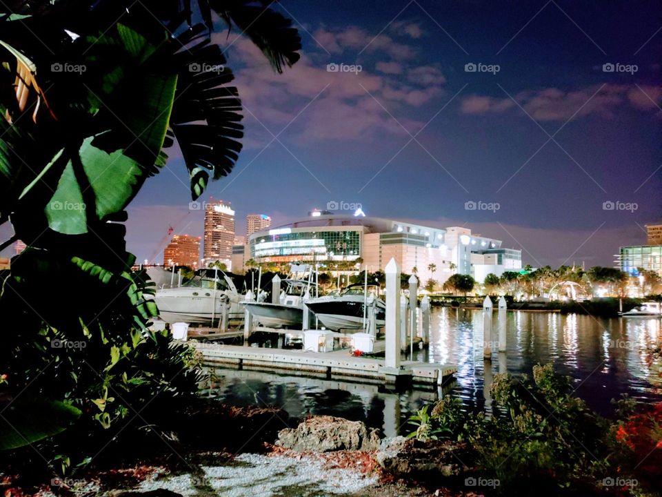 Night time city lights