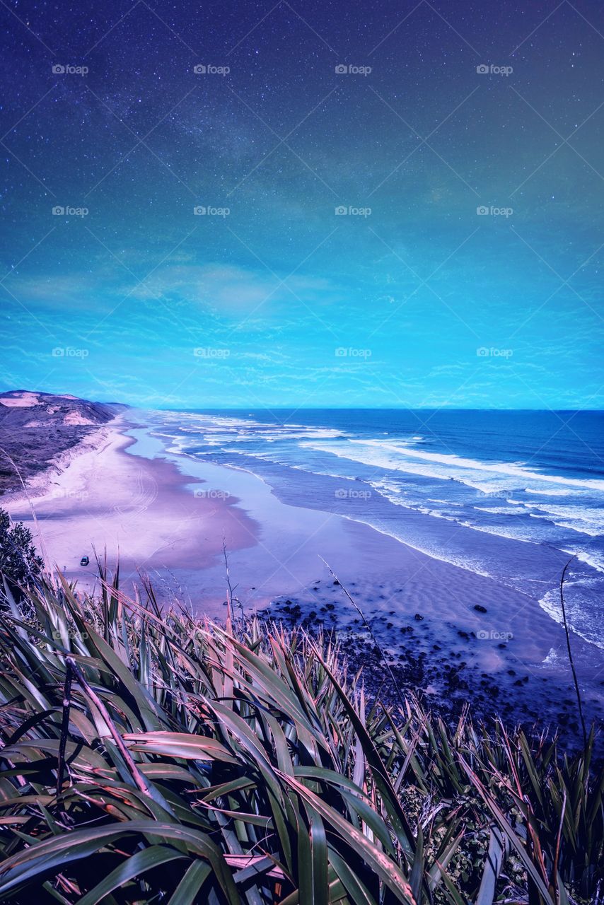 beautiful blue water ocean sea view with cloudy sky photography