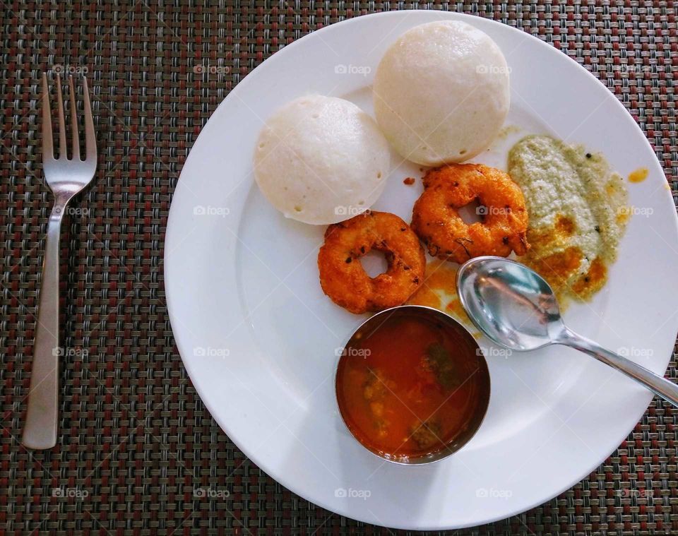 south indian dish idali sambhar