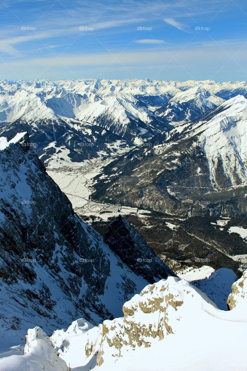 View of the mountains range of Bavarian Alps, Germany