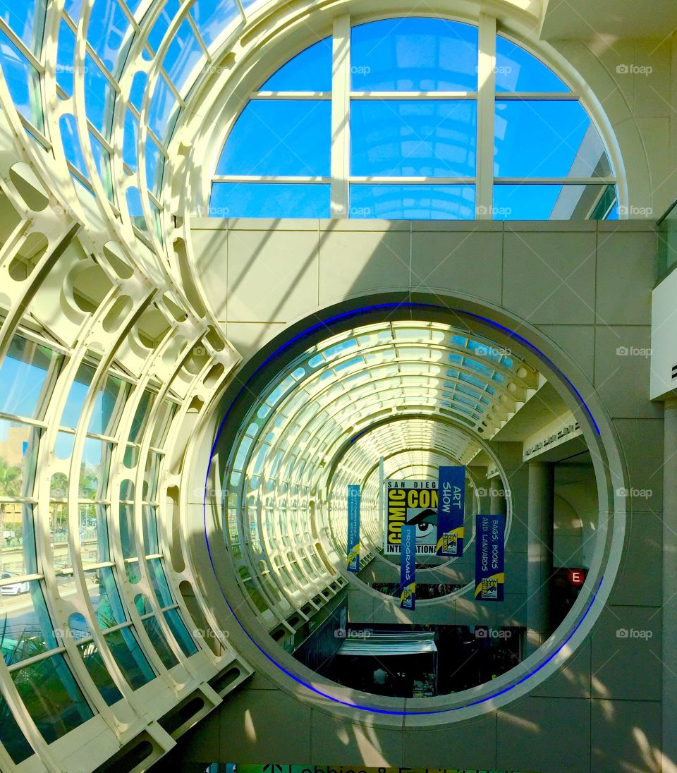 View of San Diego Convention Center signage during Comic Con