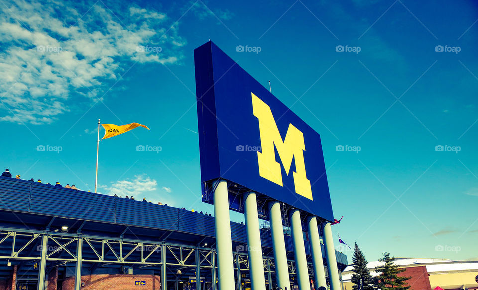 University of Michigan, Blue and Maze on a beautiful sunny day in Ann Arbor.