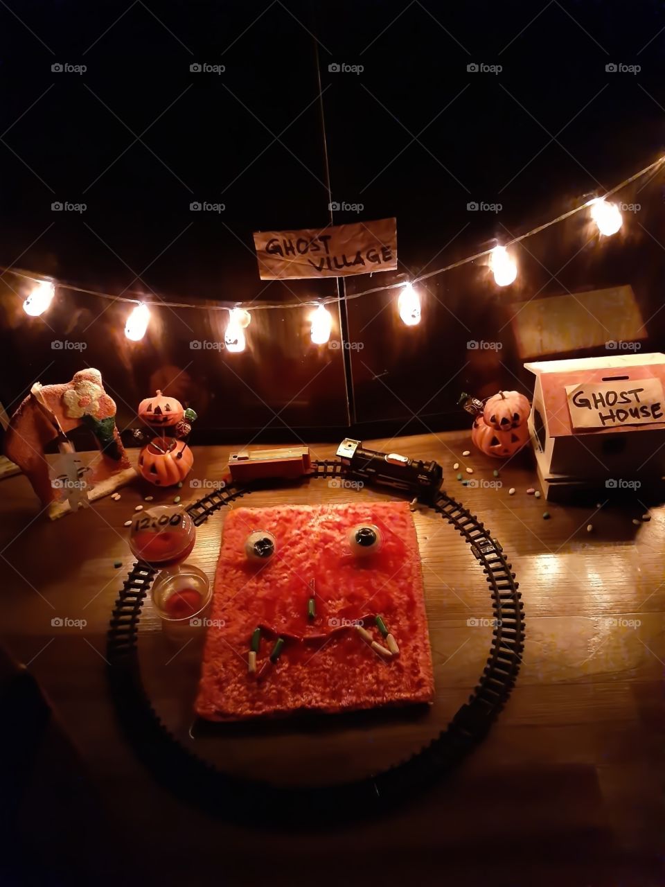 A ghost village where everything turn alive at 12'oclock  midnight. You can find the ghost house , ghost pumpkins, an hanging ghost and etc.