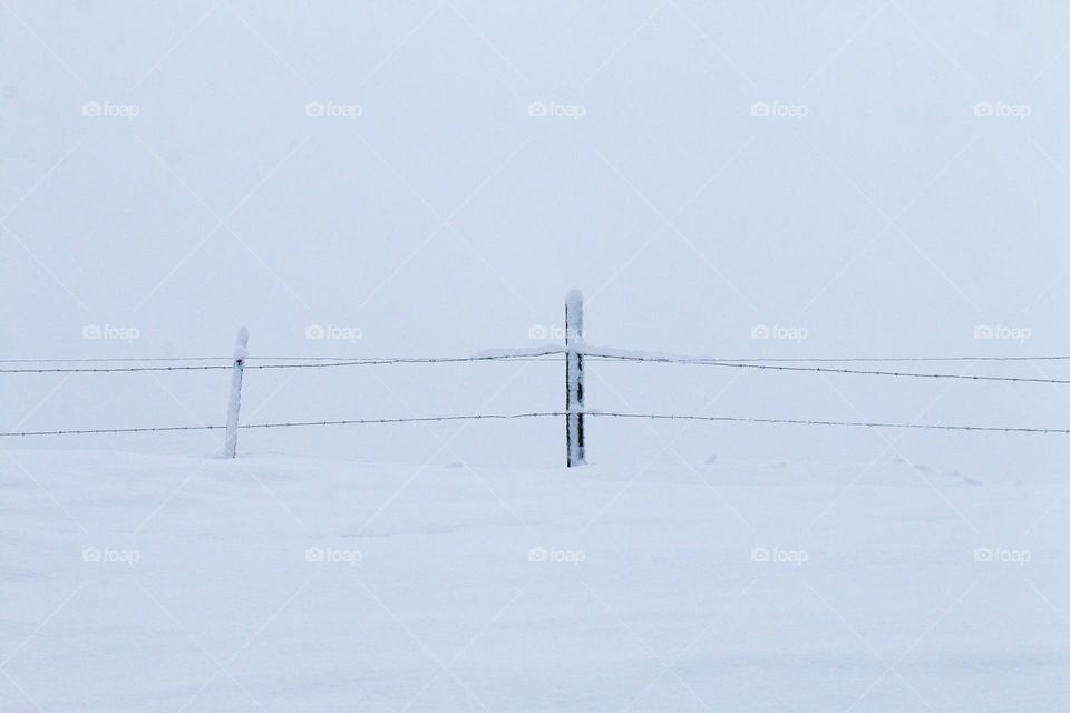 Zaun in Winterlandschaft