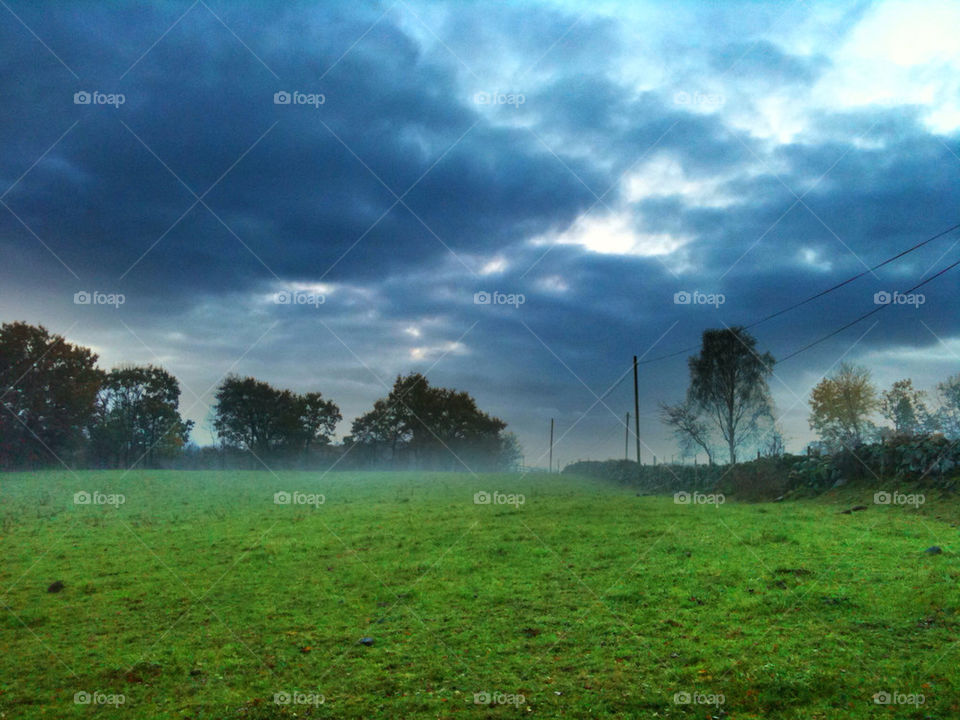 sky field meadow morning by stiiv