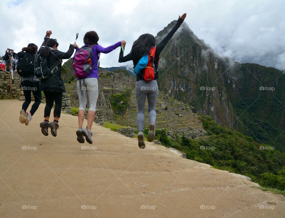 Jumping at Machu Picchu