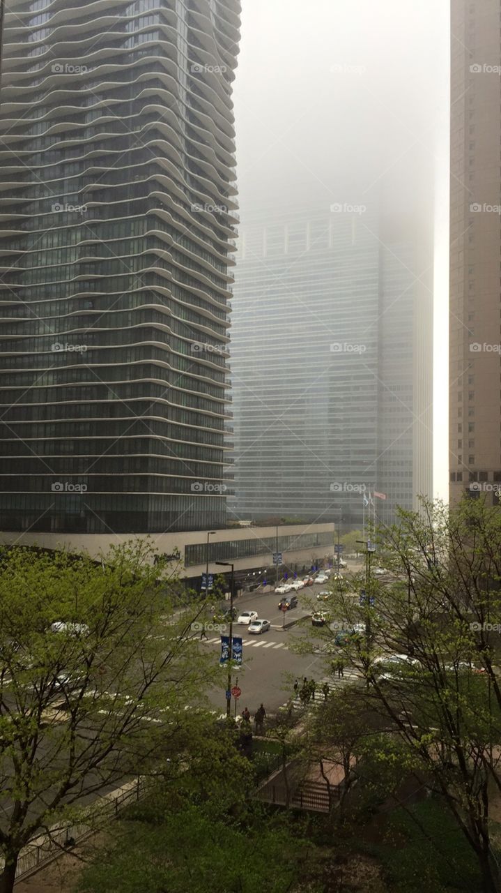 Foggy skyscrapers