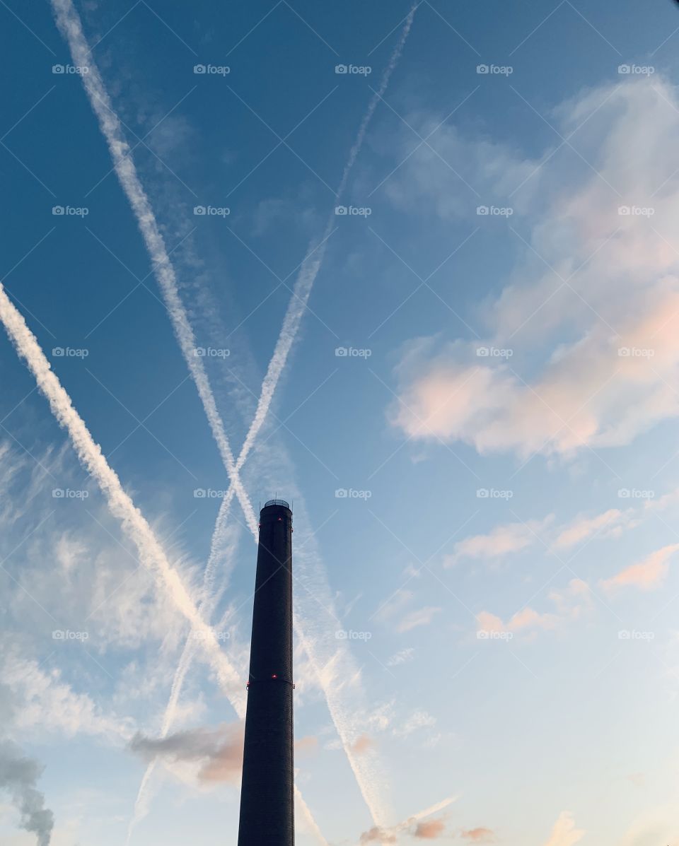 Sky and tower smoke stack