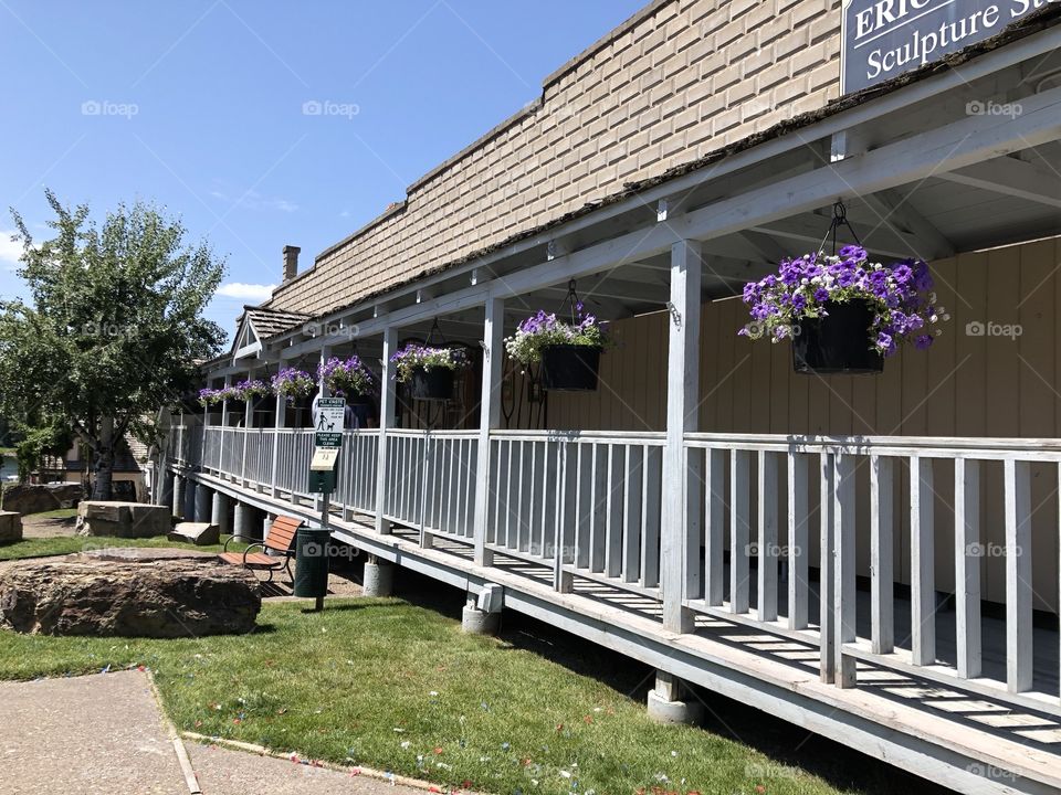 Hanging baskets in Bigfork 