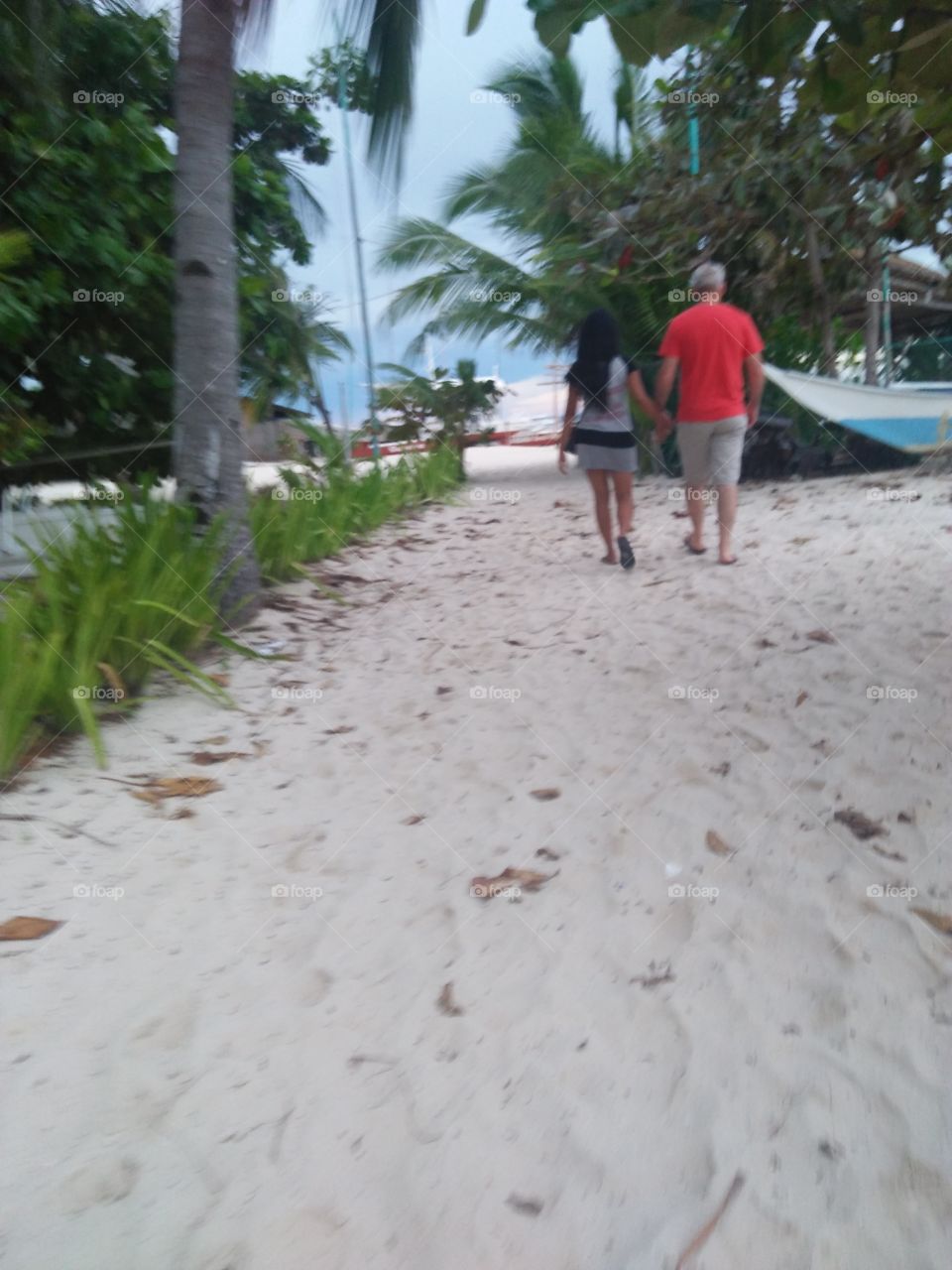 walking the sand bar in malapascua island phils.