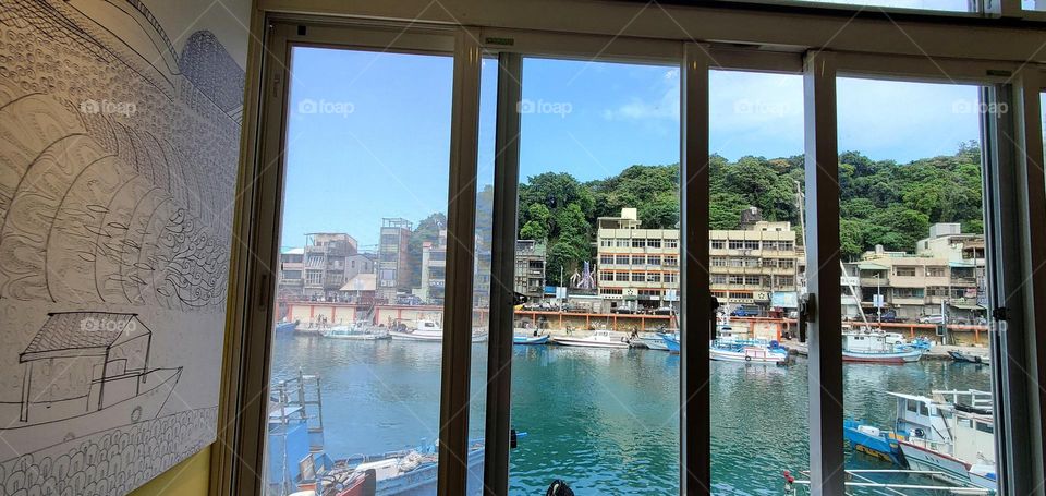 View from the window of harborside cafe