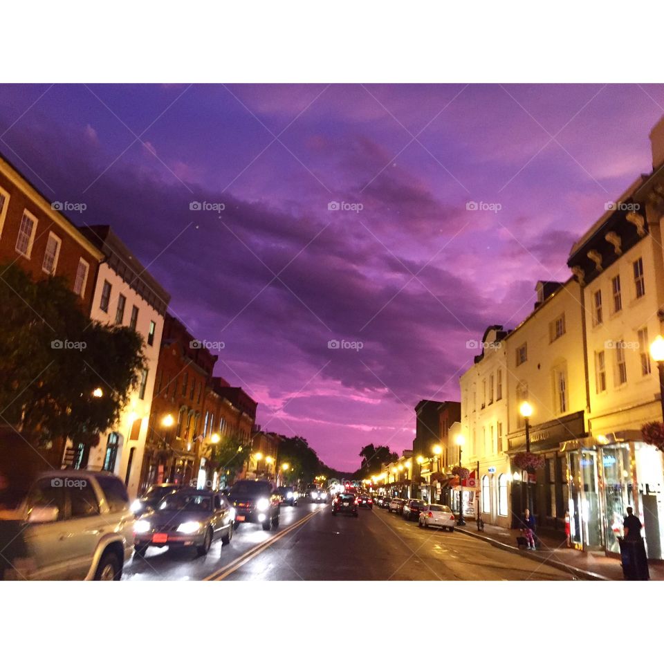 Georgetown Sunset. A beautiful sky in the Georgetown neighborhood of DC after one crazy thunderstorm. 