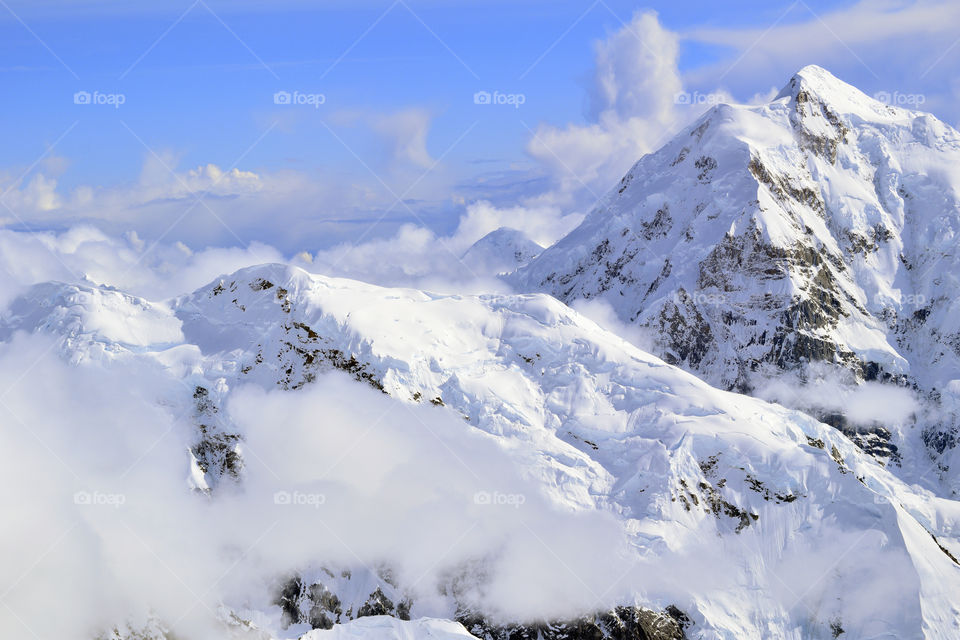 The Peak of Mt. Denali as seen from a small sightseeing plane
