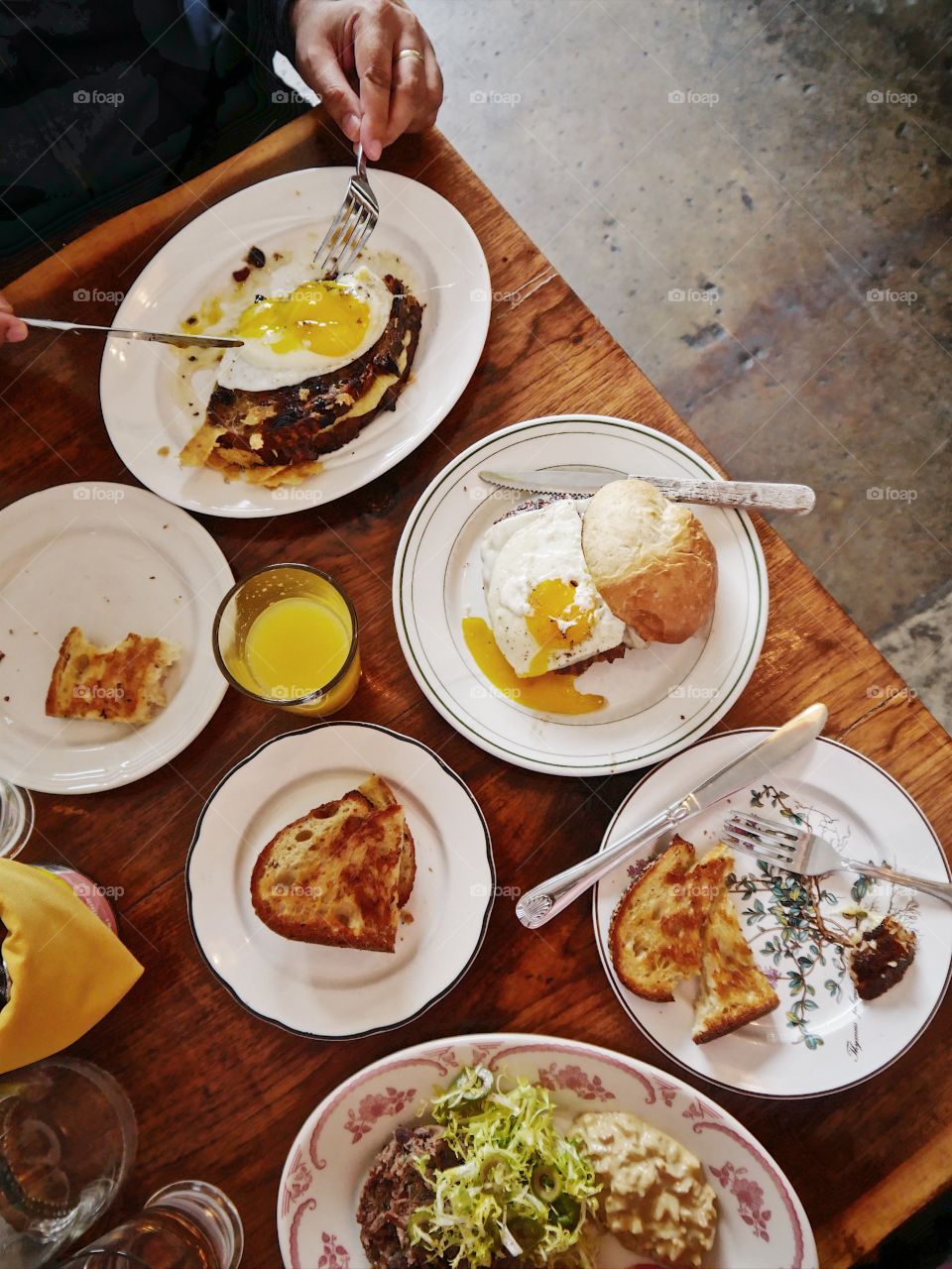 High angle view of meal