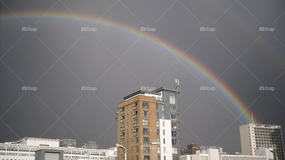 rainbow over the city