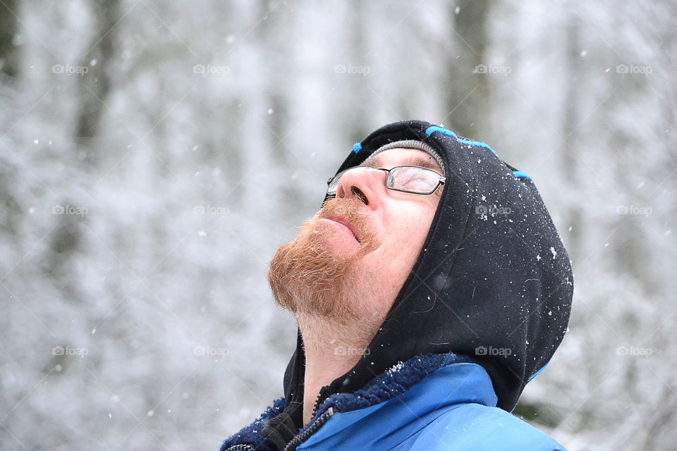 Man enjoying a snowy day