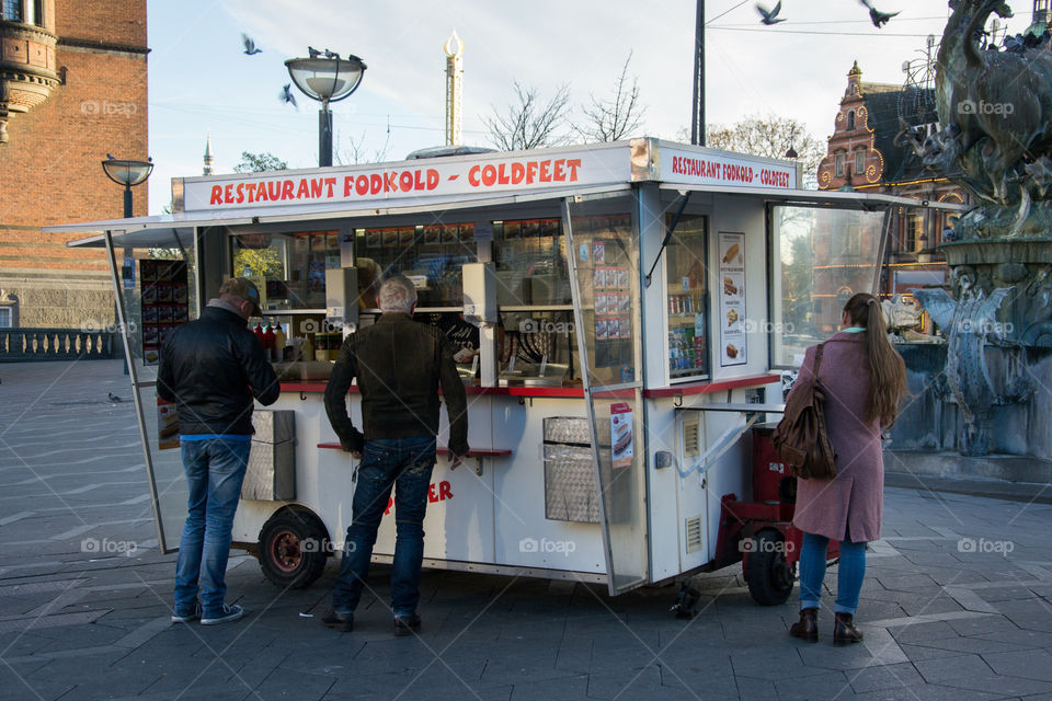 Fast food court in Copenhagen in Denmark.