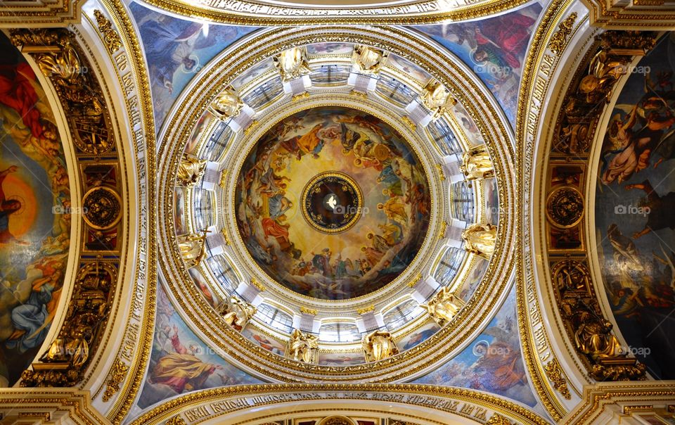 Ceiling of the St Isaac’s cathedral in Saint Petersburg